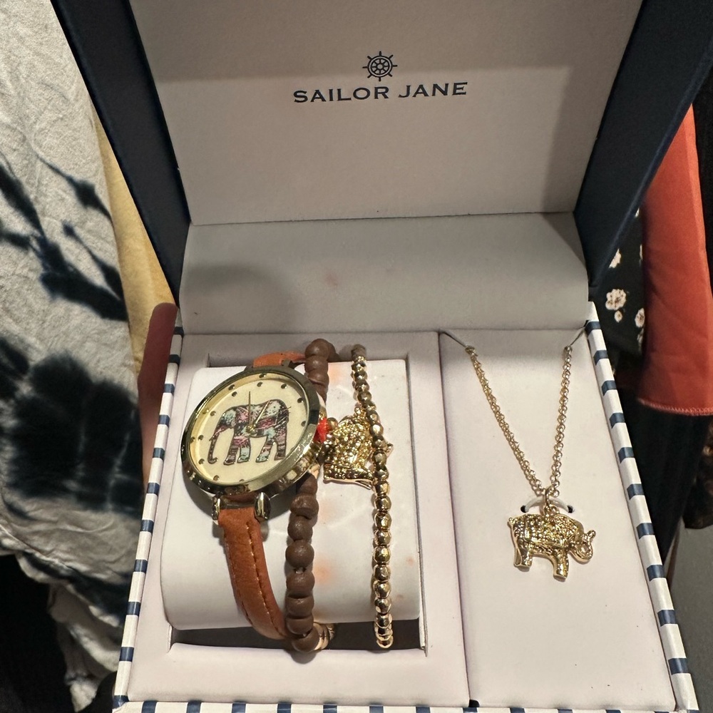 Sailor Jane Elephant Watch and Necklace Set